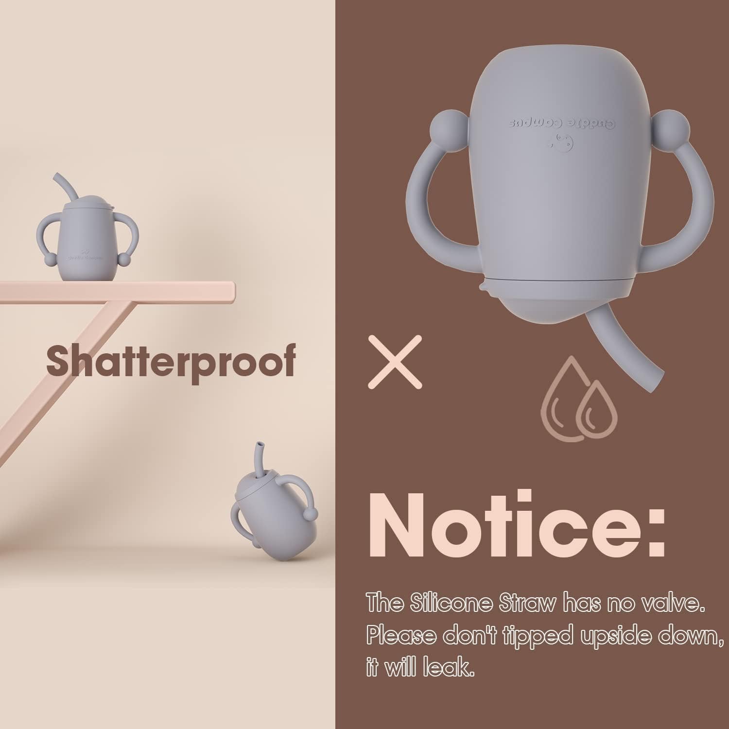 Cuddle Campus silicone baby training cup dishwasher-safe design simplifies cleanup.