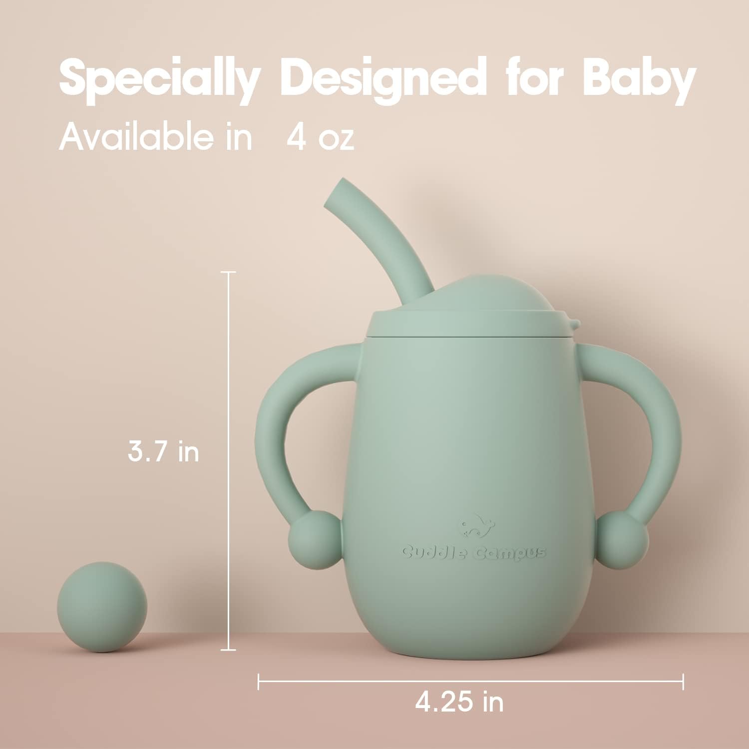 Cuddle Campus silicone baby training cups with straw for easy straw drinking.