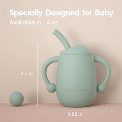 Cuddle Campus silicone baby training cups with straw for easy straw drinking.