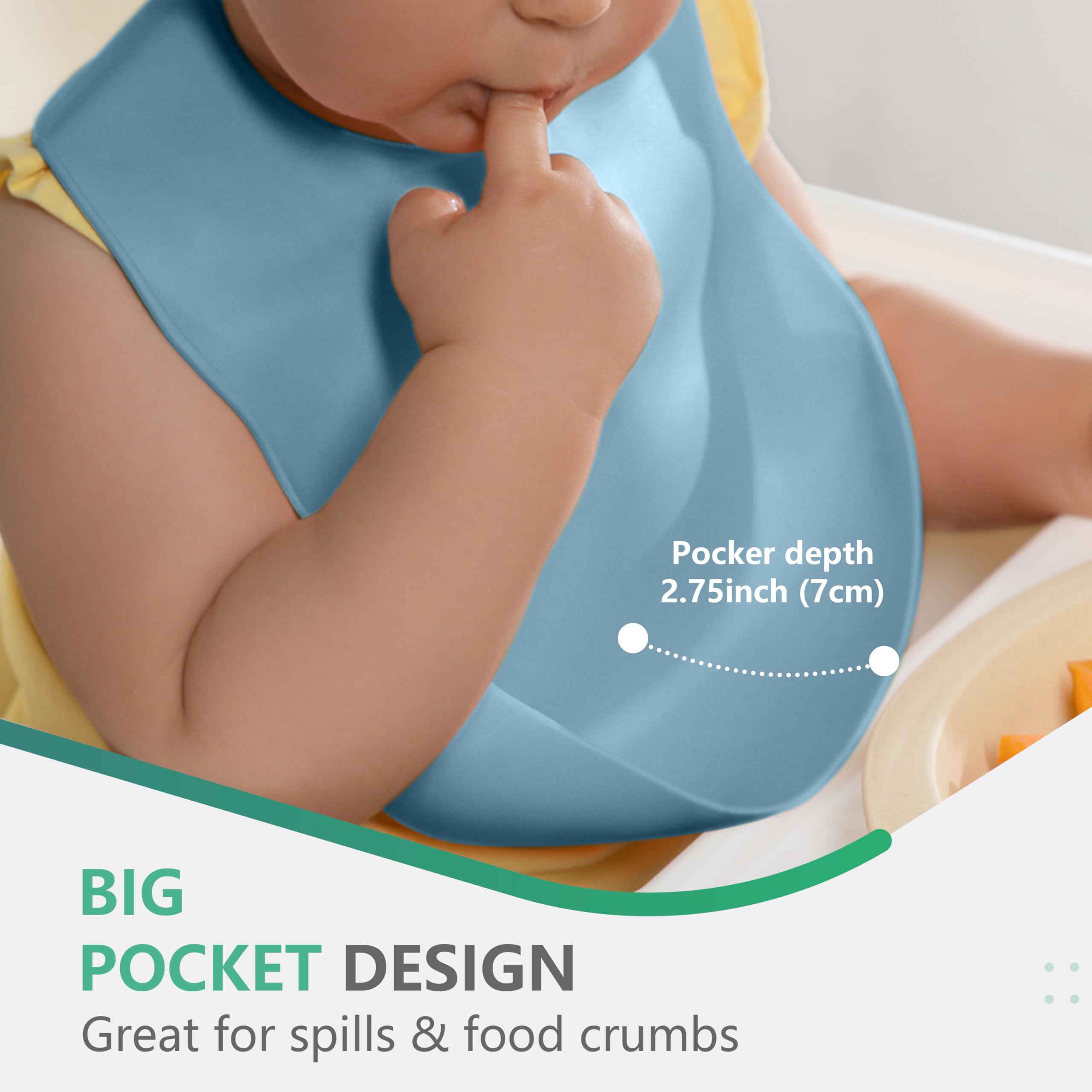 Cuddle Campus silicone bib with adjustable neck circumference for growing kids