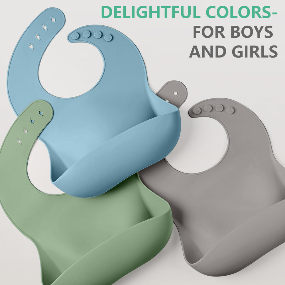 Cuddle Campus set of 3 neutral colored bibs for boys and girls
