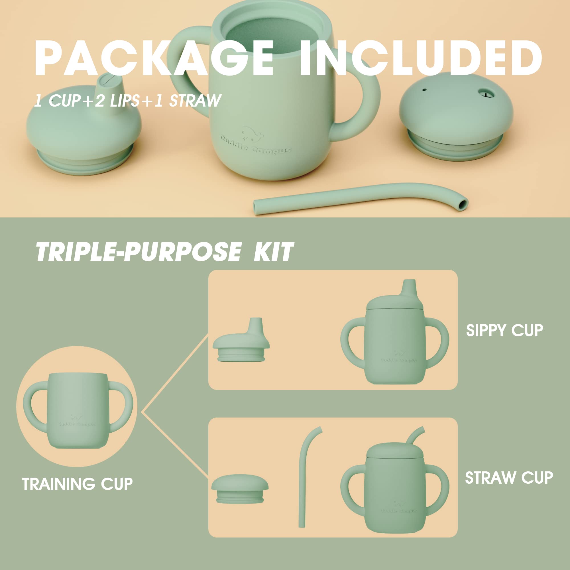 Cuddle Campus leakproof lid keeps meals tidy during toddler drinks.