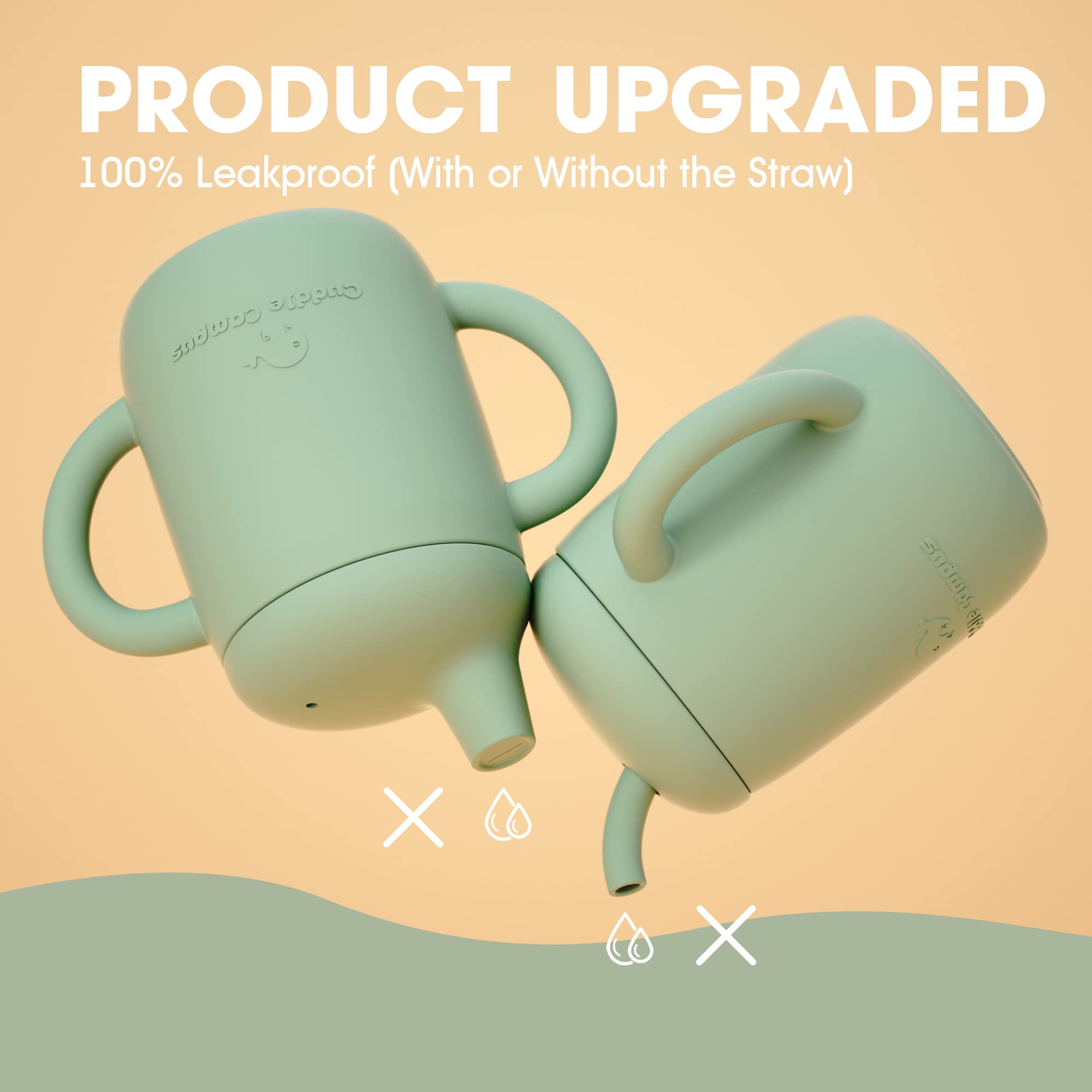 Cuddle Campus silicone straw cup aids learning to sip with straw.