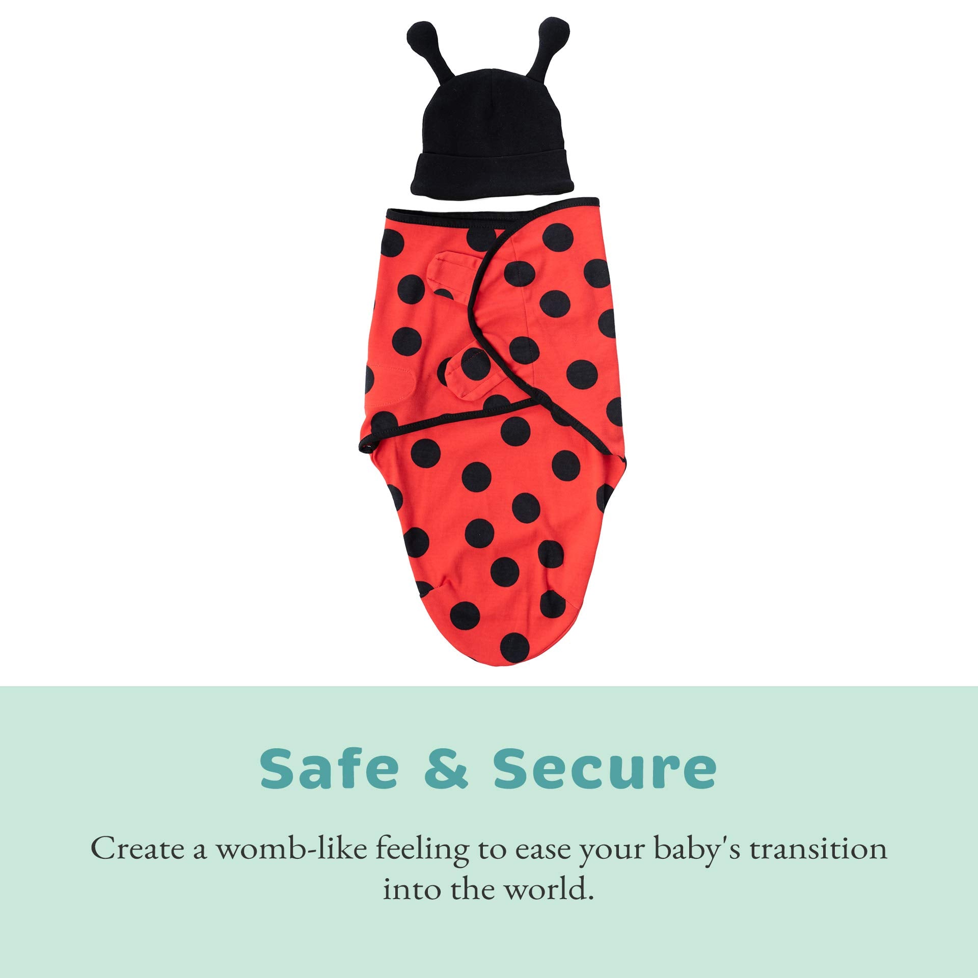 Cuddle Club swaddle with hook-and-loop fastener enables secure, easy wrapping.