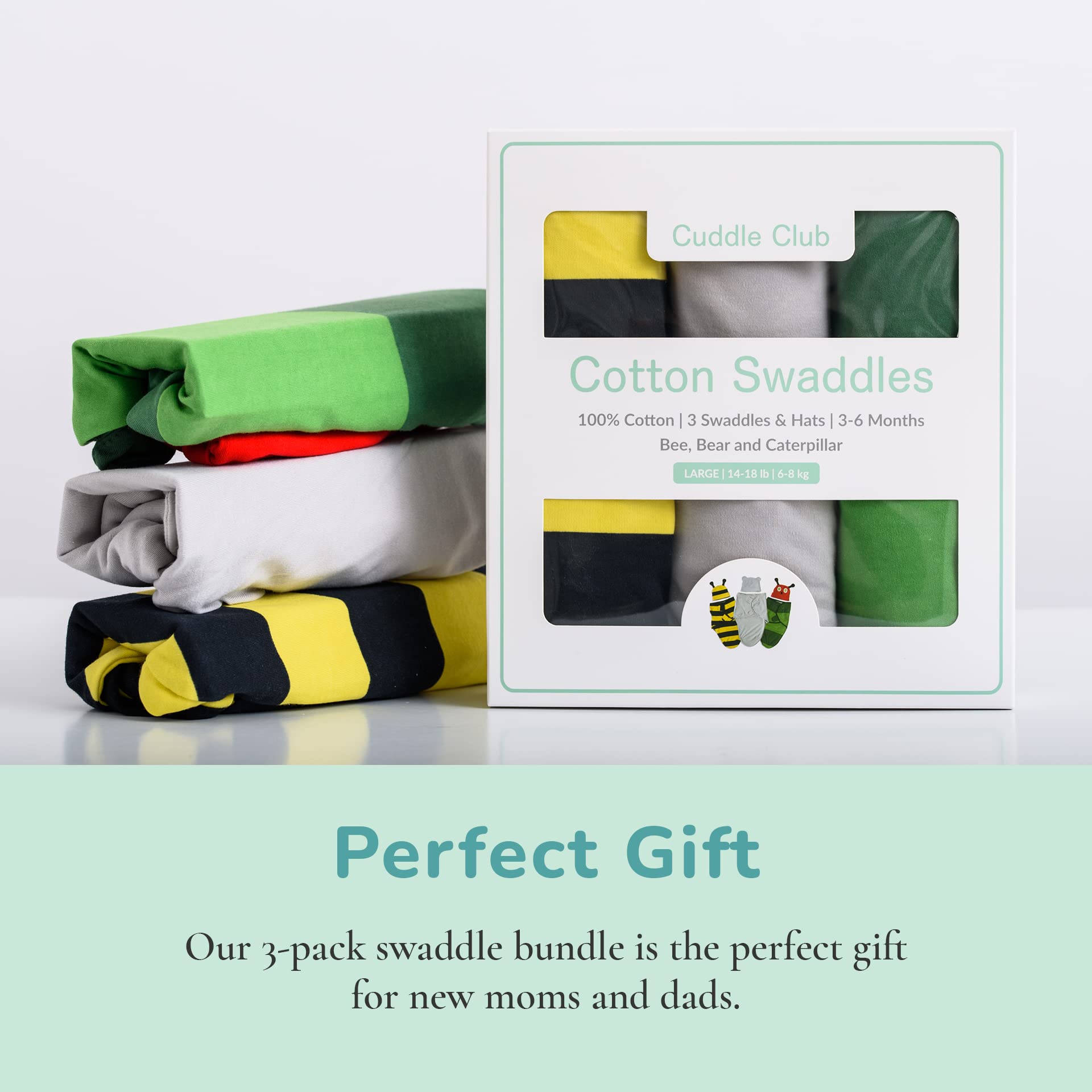Cuddle Club newborn swaddle close-up reveals breathable cotton fabric.