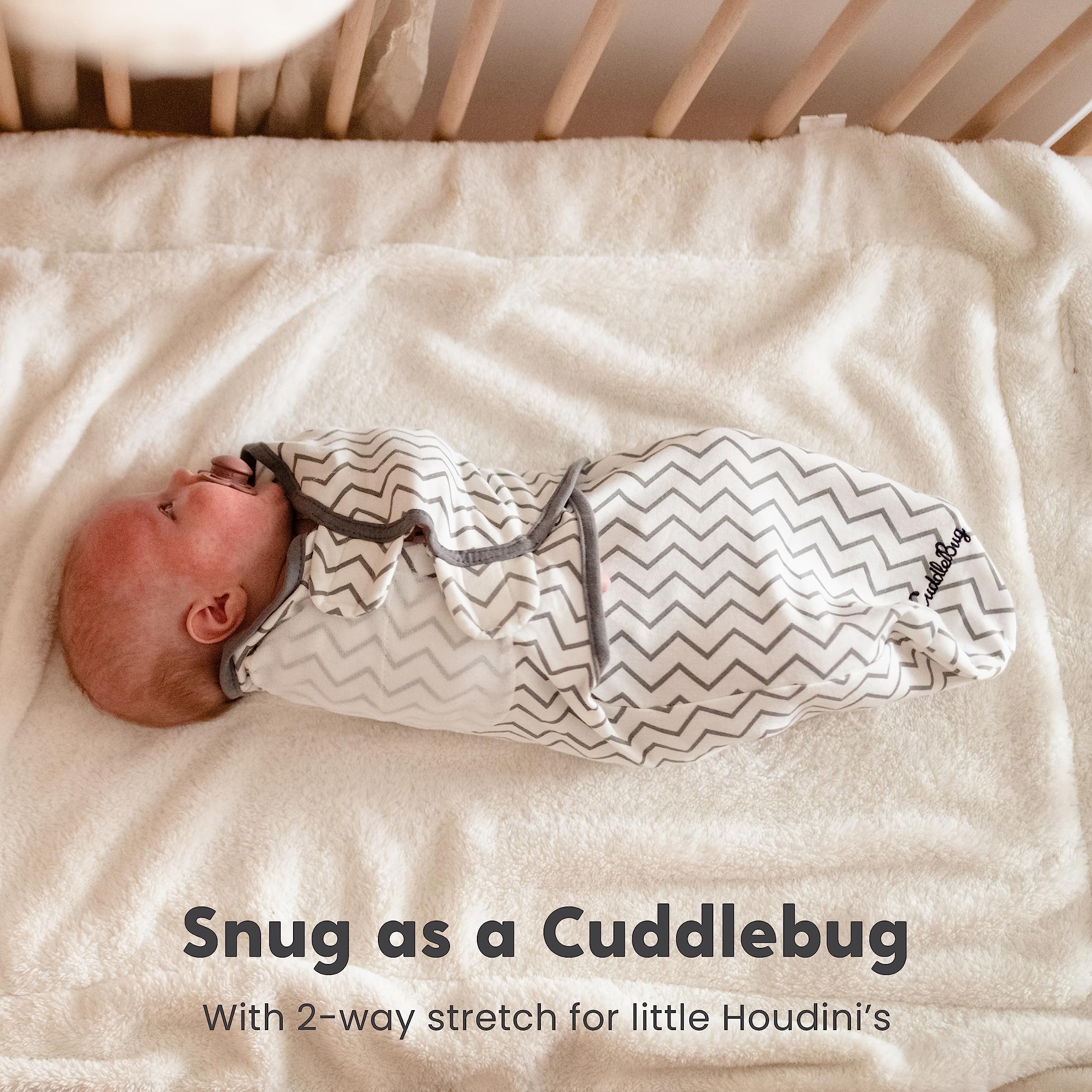 CuddleBug swaddles come in a 3-pack, ideal for busy parents.
