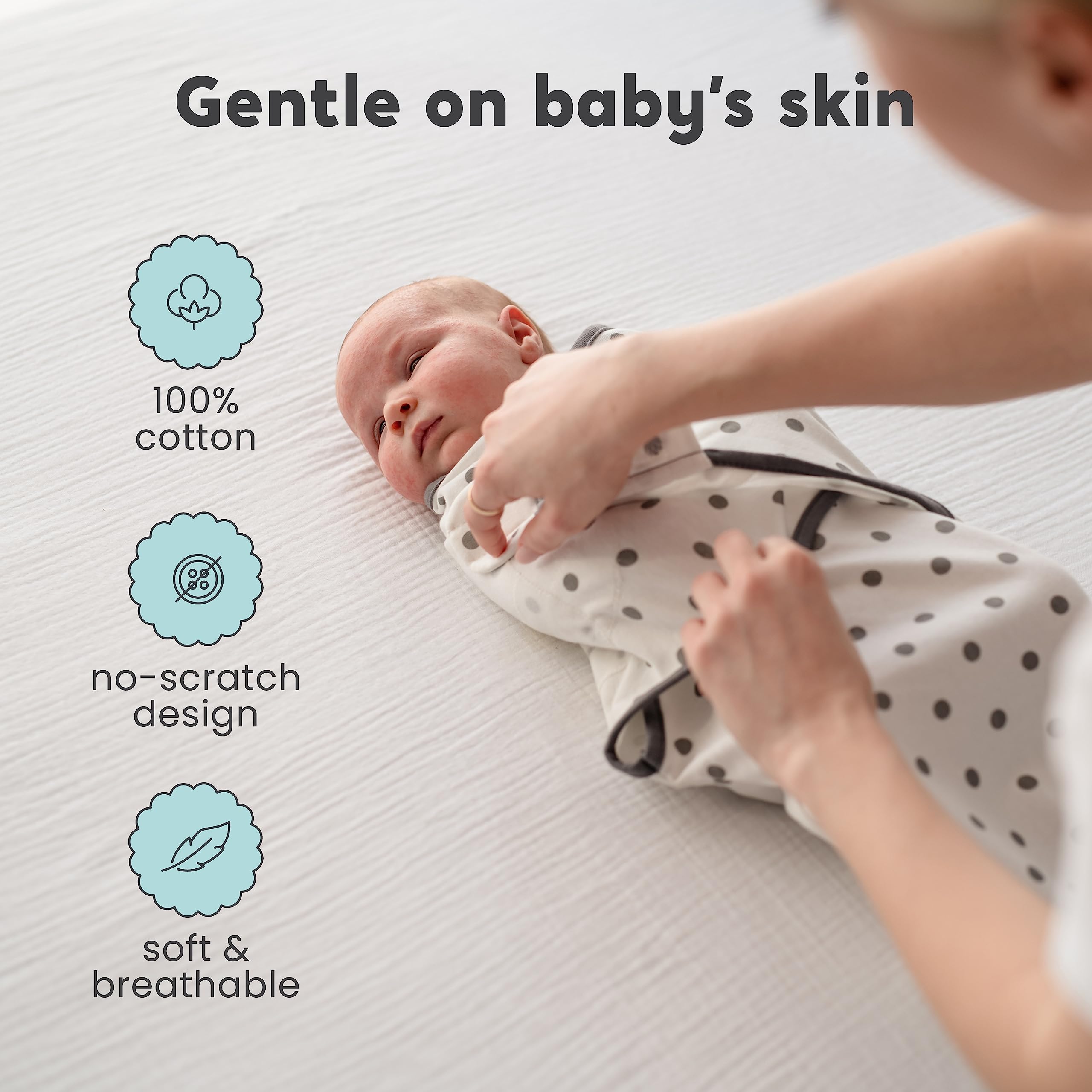 CuddleBug swaddles feature unisex spots and stripes for gifting.