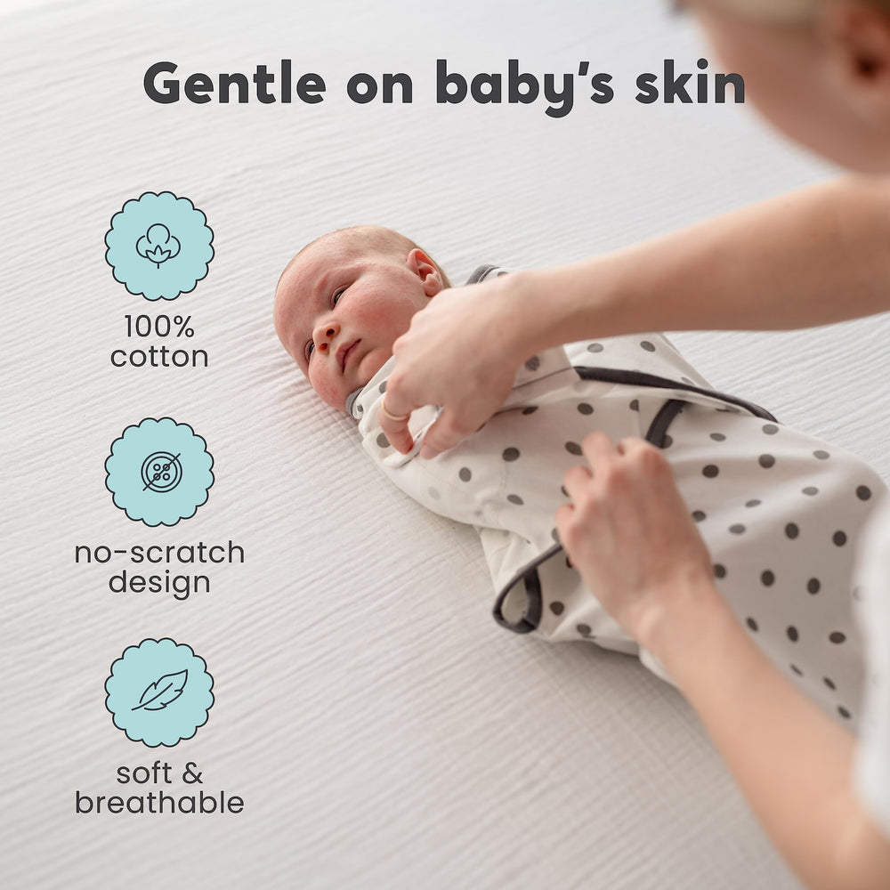 CuddleBug swaddles feature unisex spots and stripes for gifting.