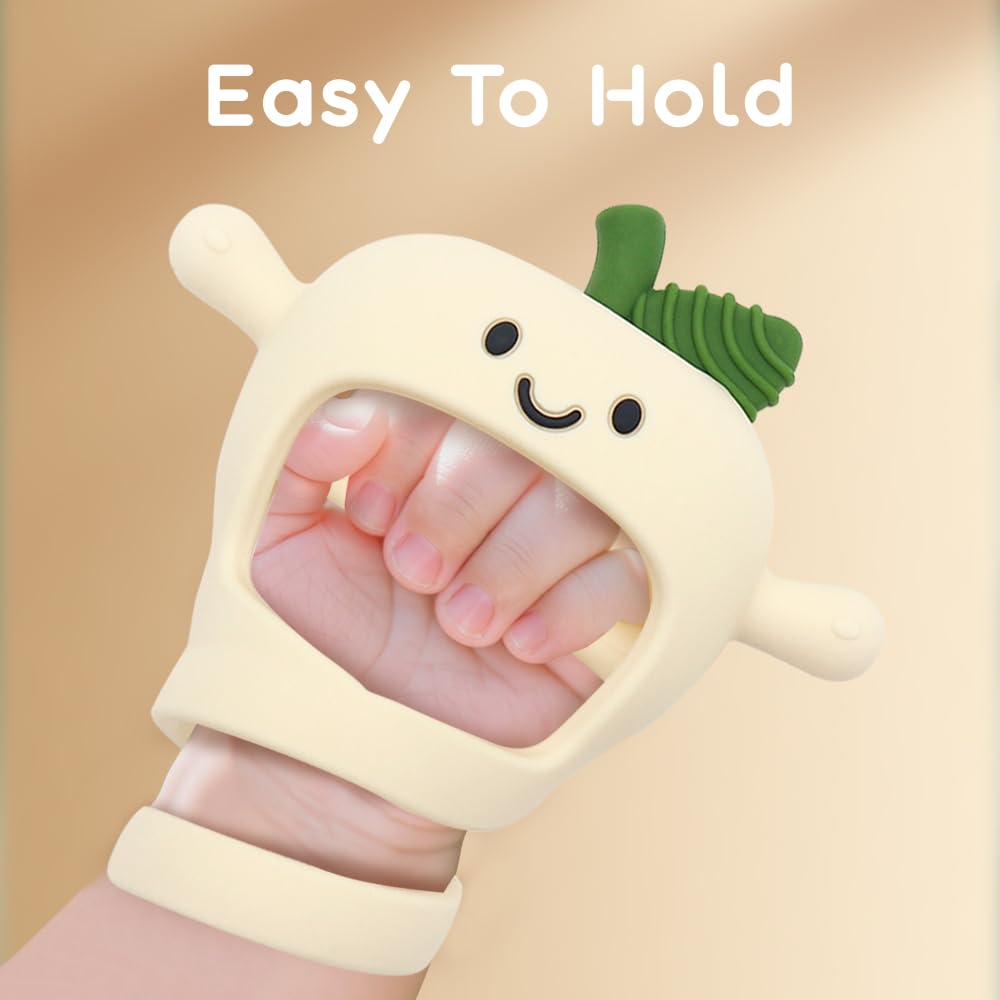 CuddleCubs Creations beige apple teether delivers comforting sensory experience during teething