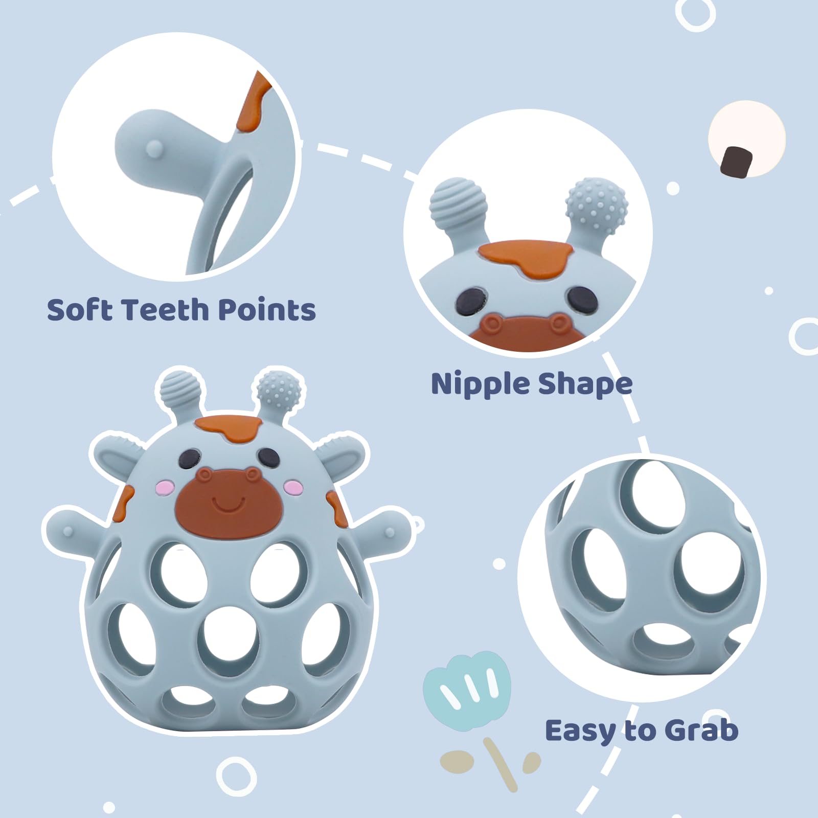 CuddleCubs Creations silicone teether BPA-free and dishwasher-safe for easy cleaning