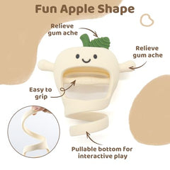 CuddleCubs Creations silicone apple teether close-up promotes soothing gums with safe texture