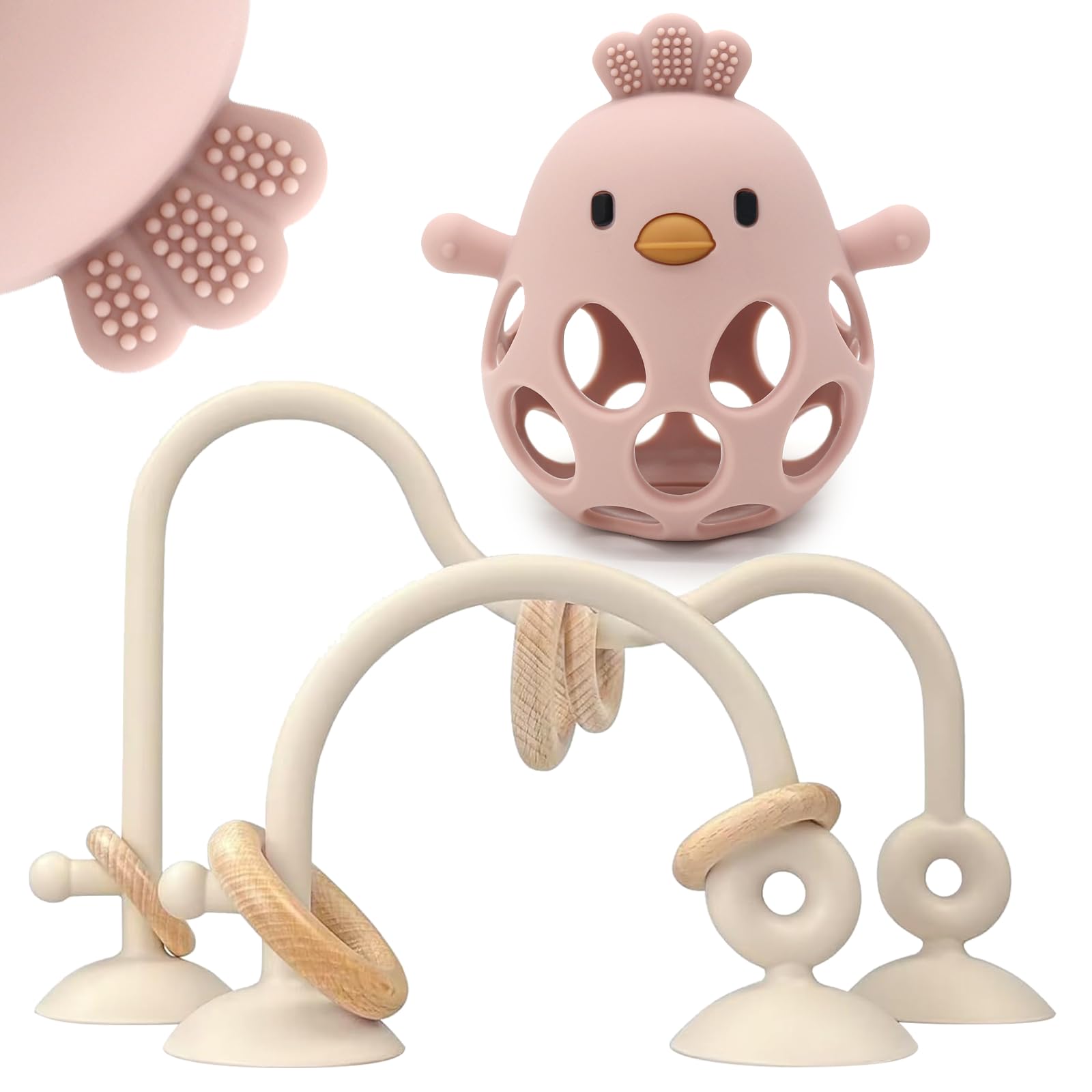 CuddleCubs Creations baby high chair suction toy with roller-coaster design for secure attachment.
