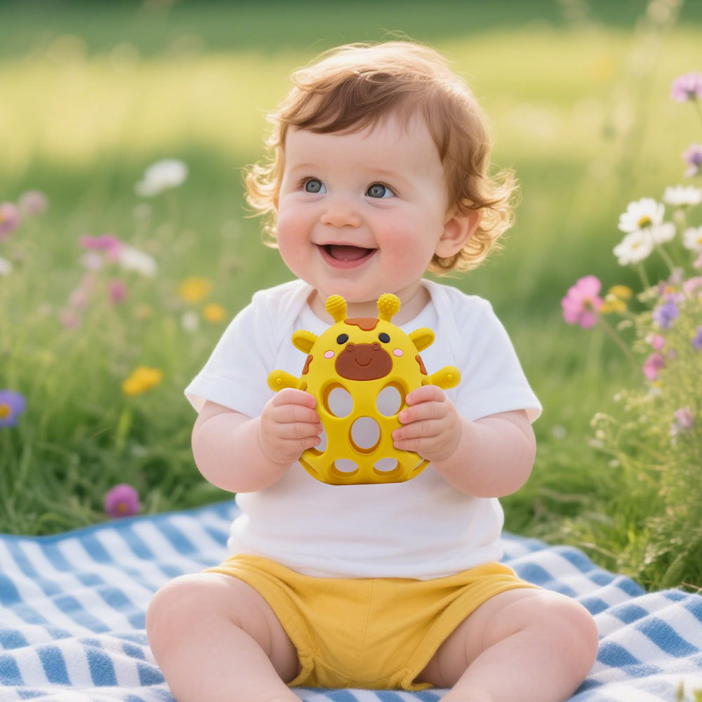 CuddleCubs Creations dishwasher-safe silicone teether cleans quickly after meals