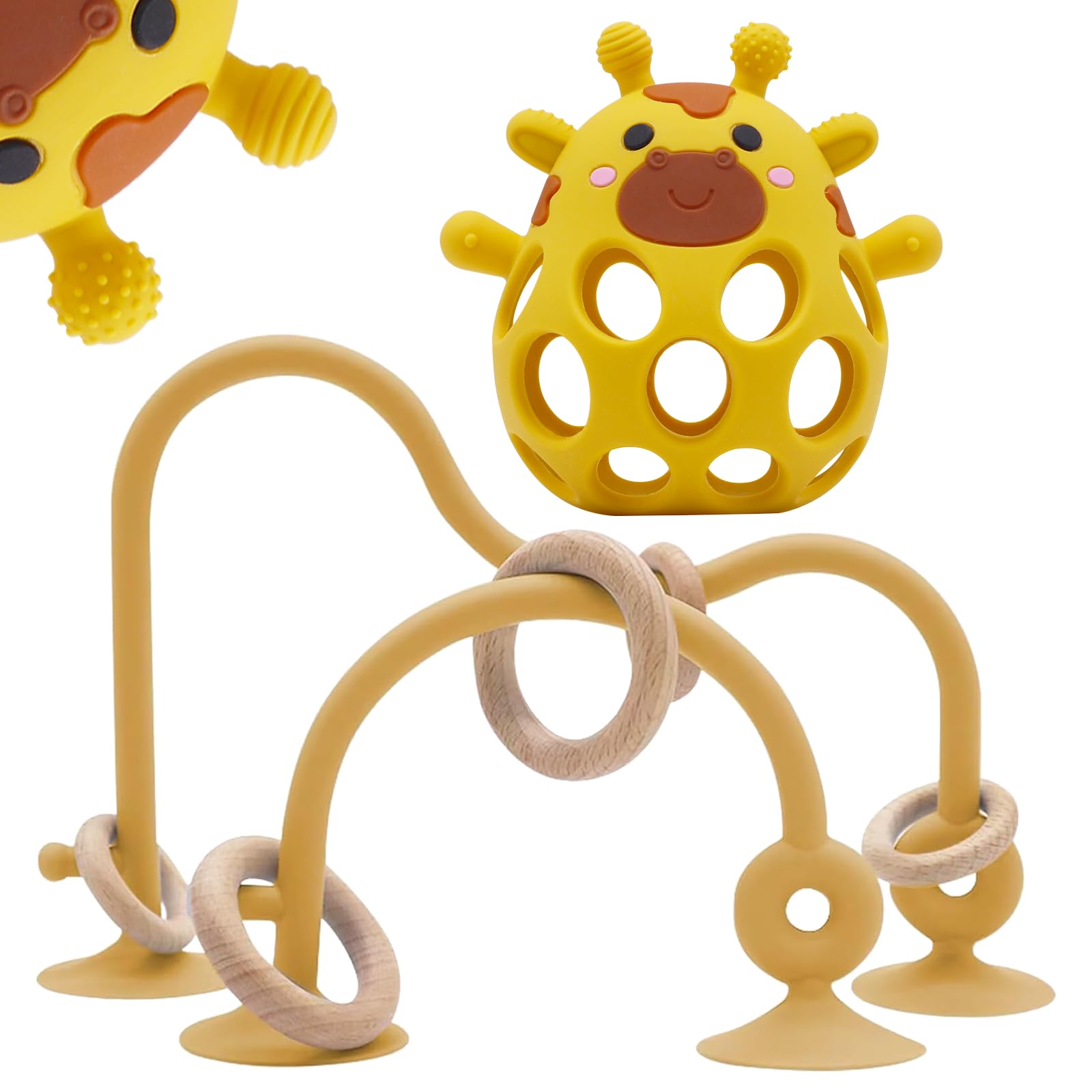CuddleCubs Creations high chair toy with yellow suction cup securely attaches to surfaces