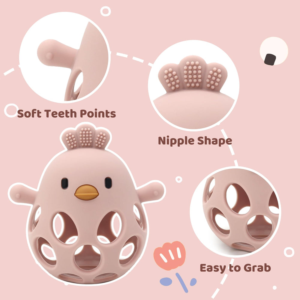 CuddleCubs Creations easy-clean silicone high chair toy resists messes.