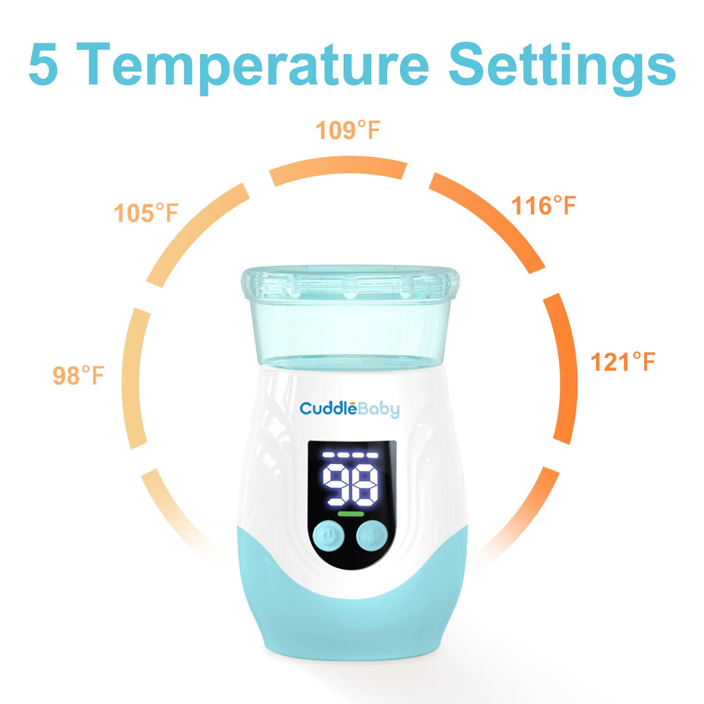CuddleeBaby temperature settings display for precise warming of milk