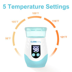 CuddleeBaby temperature settings display for precise warming of milk
