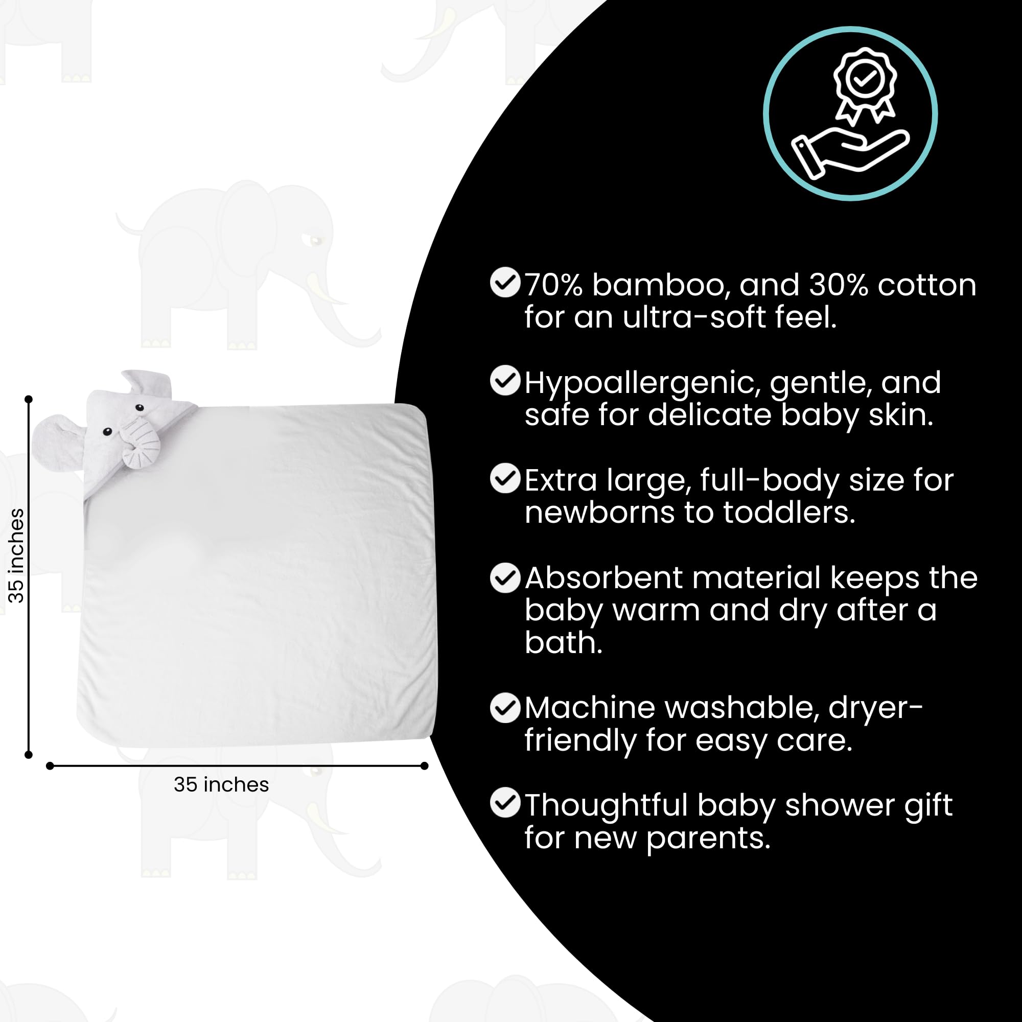 Cuddling Baby Premium Hooded Towel hypoallergenic gentle-skin highlights skin-friendly bamboo-cotton blend