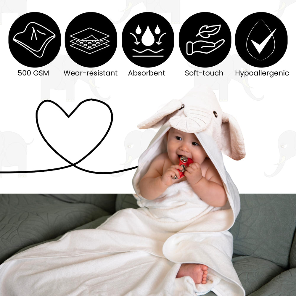 Cuddling Baby Premium Hooded Towel large size coverage shows newborn to toddler wrap-friendly design