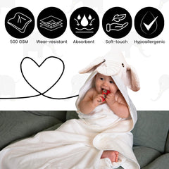 Cuddling Baby Premium Hooded Towel large size coverage shows newborn to toddler wrap-friendly design
