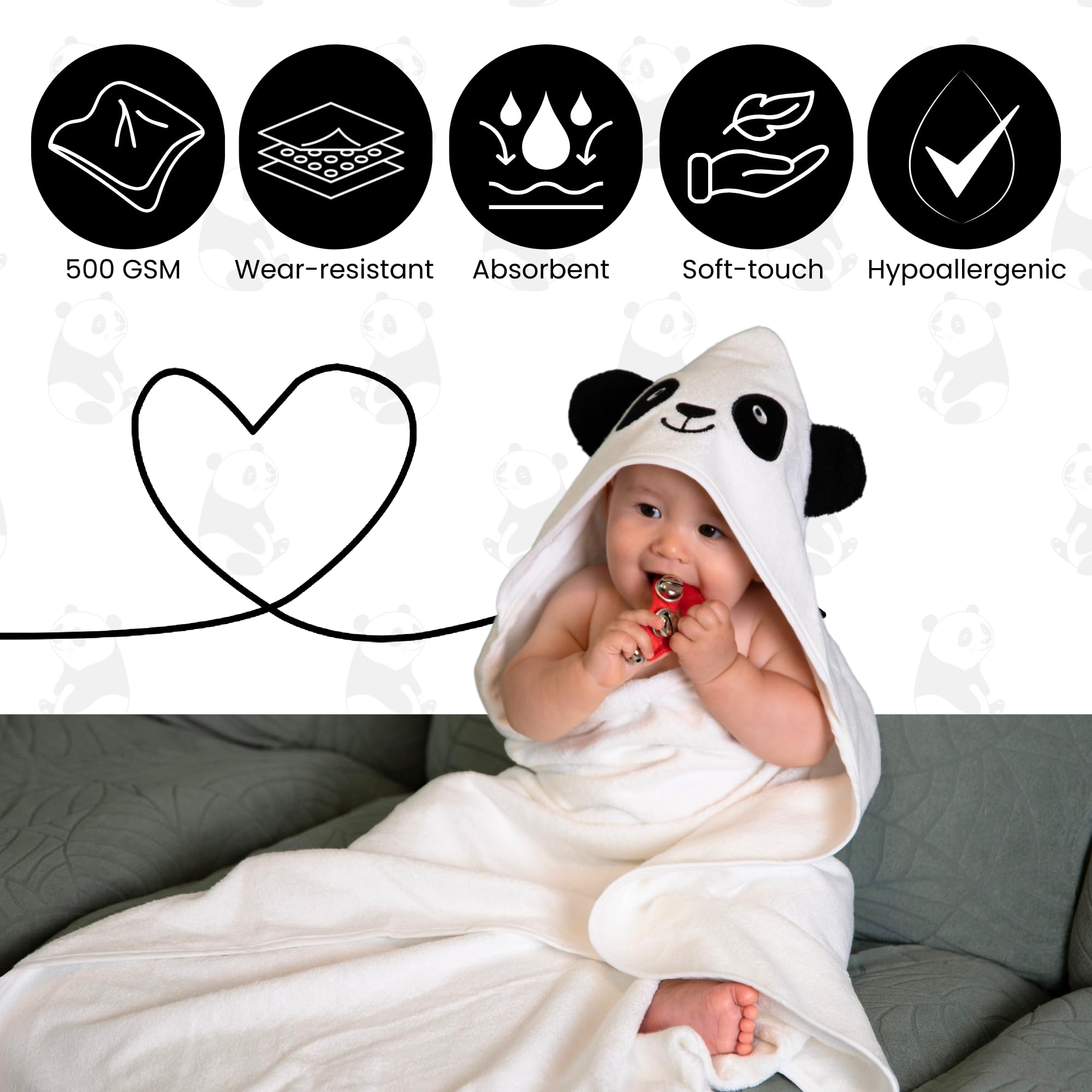 Cuddling Baby Premium Hooded Towel bamboo-viscose softness for gentle skin touch.