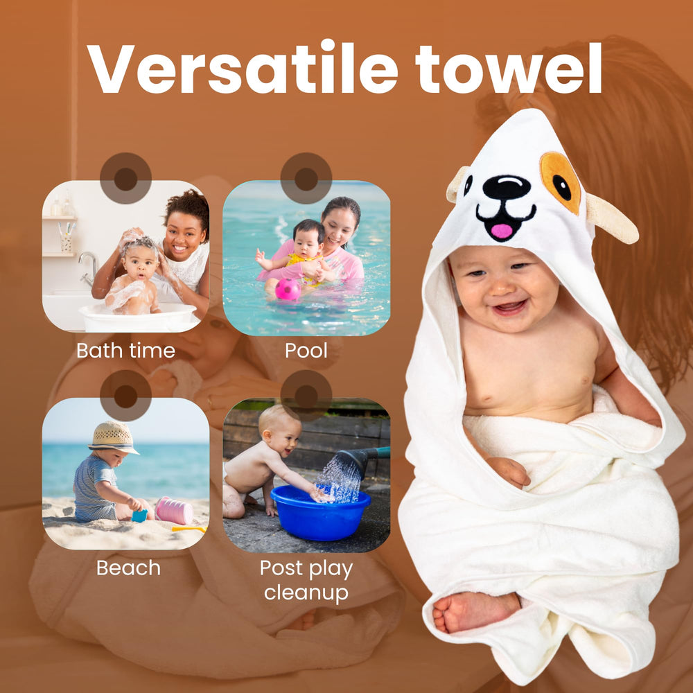 Cuddling Baby Towel ideal for beach, pool, or bath outings.