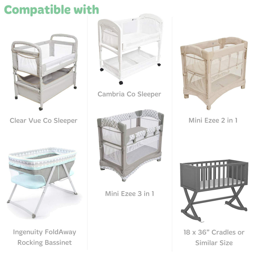 Cuddly Cubs cradle sheets 18x36 fitted snugly on bassinet.