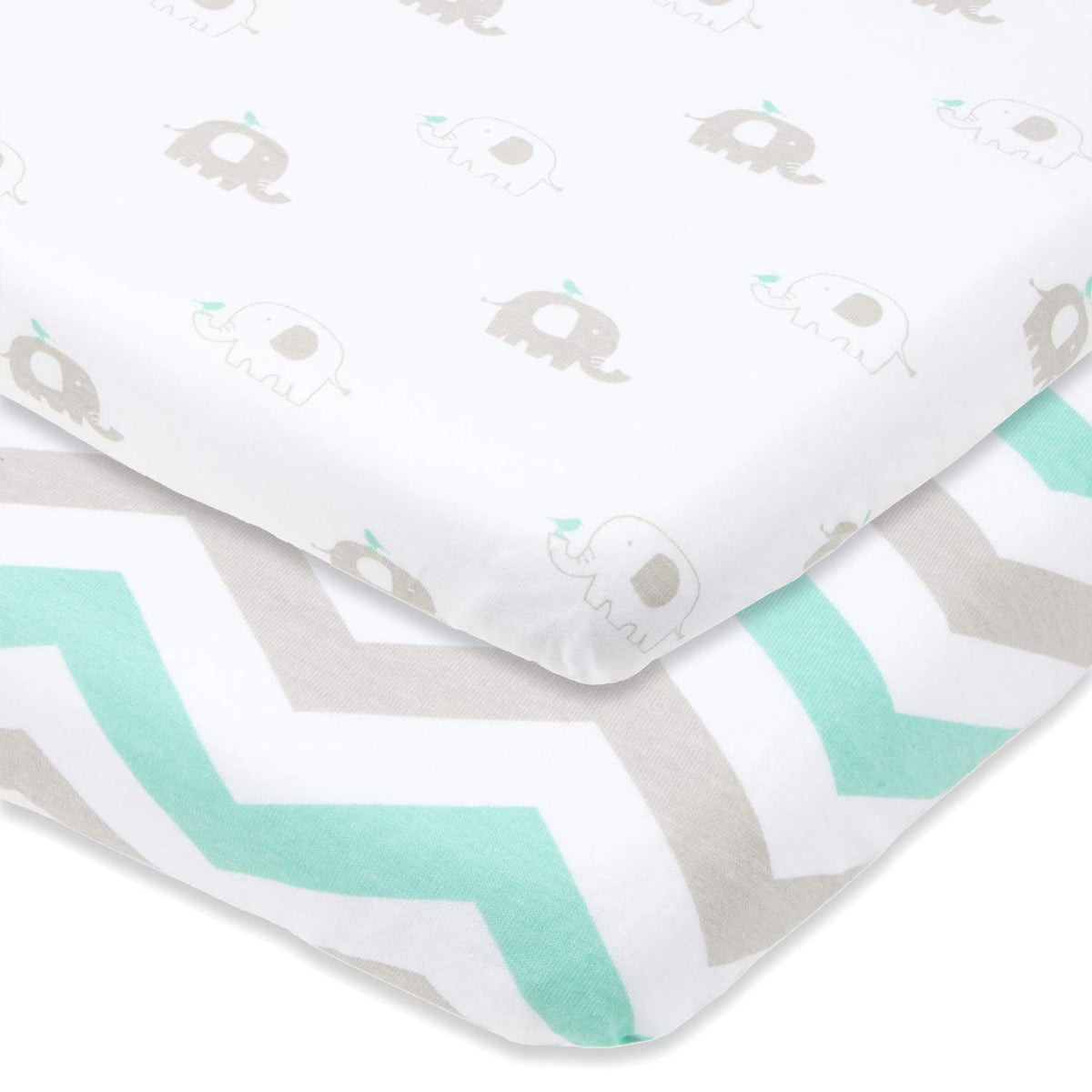 Cuddly Cubs cradle sheets 2-pack packaging enables quick night-time swaps.