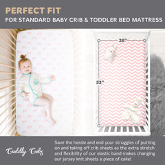 Cuddly Cubs fitted crib sheet on mattress demonstrates secure elastic edge