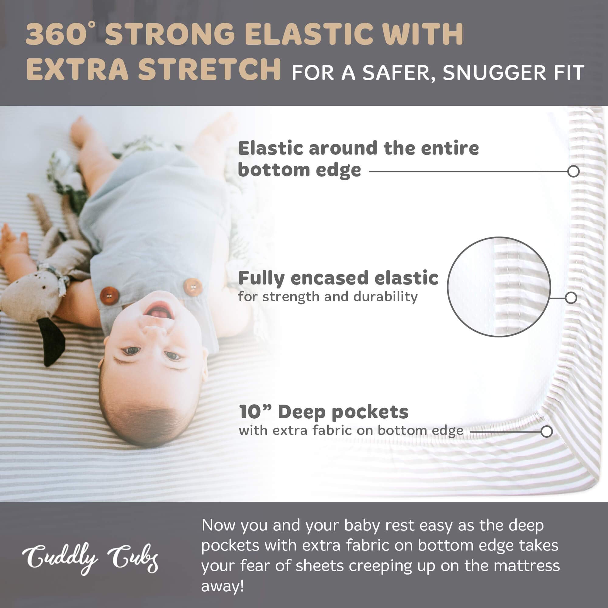 Cuddly Cubs jersey cotton crib sheet offers breathable fabric and gentle stretch for a snug fit.