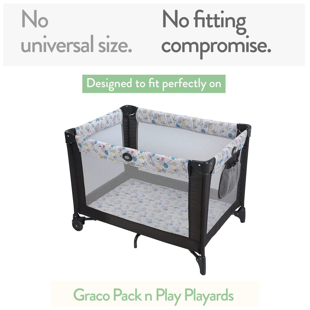 Cuddly Cubs pack n play sheet folded showing two-pack convenience and quick swaps.
