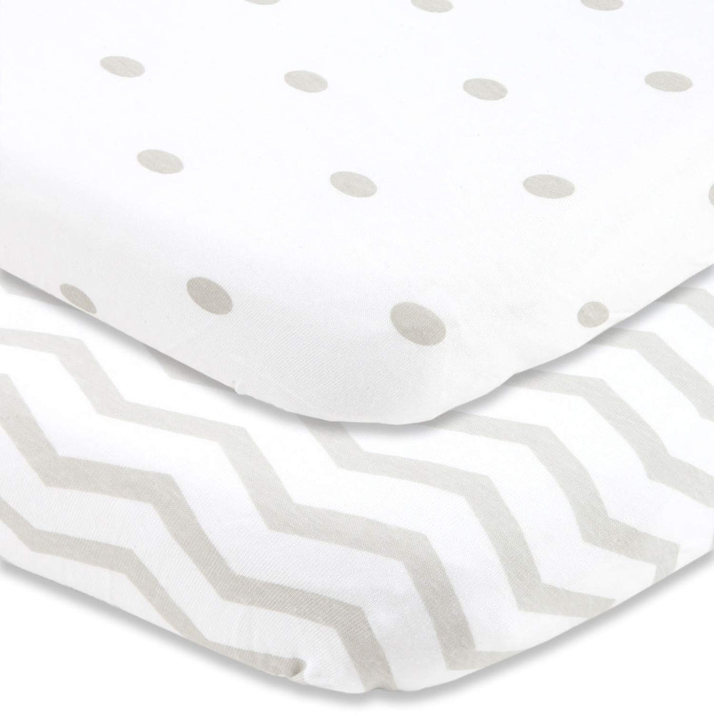 Cuddly Cubs pack-n-play sheets—soft jersey cotton close-up for cozy baby sleep.