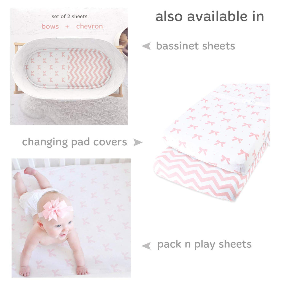 Cuddly Cubs two-pack folded sheets showing easy care and quick changes