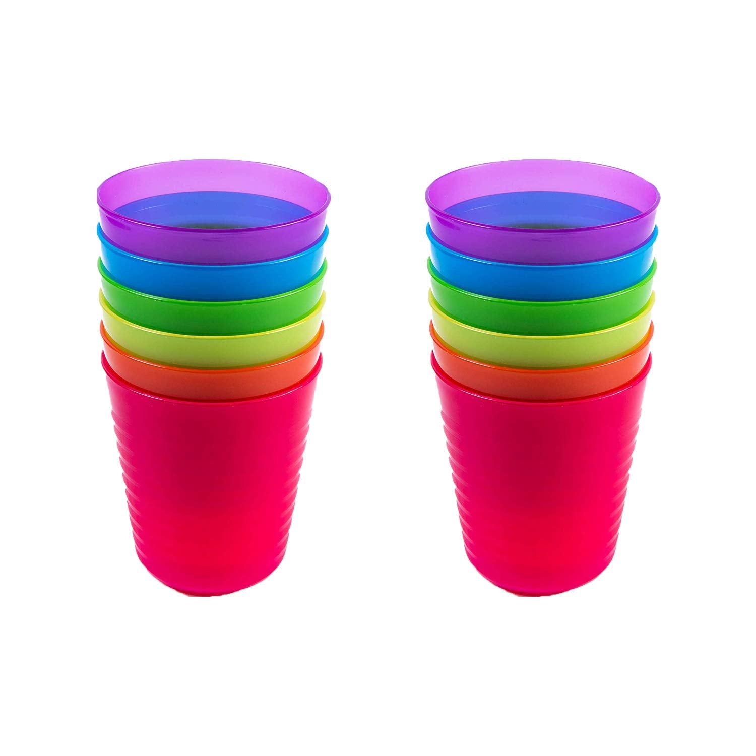 Cuddly Hippo kids dinnerware set: twelve multi-color cups for meals and snacks
