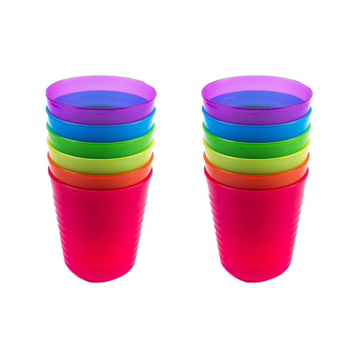 Cuddly Hippo kids dinnerware set: twelve multi-color cups for meals and snacks