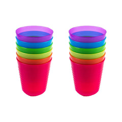 Cuddly Hippo kids dinnerware set: twelve multi-color cups for meals and snacks