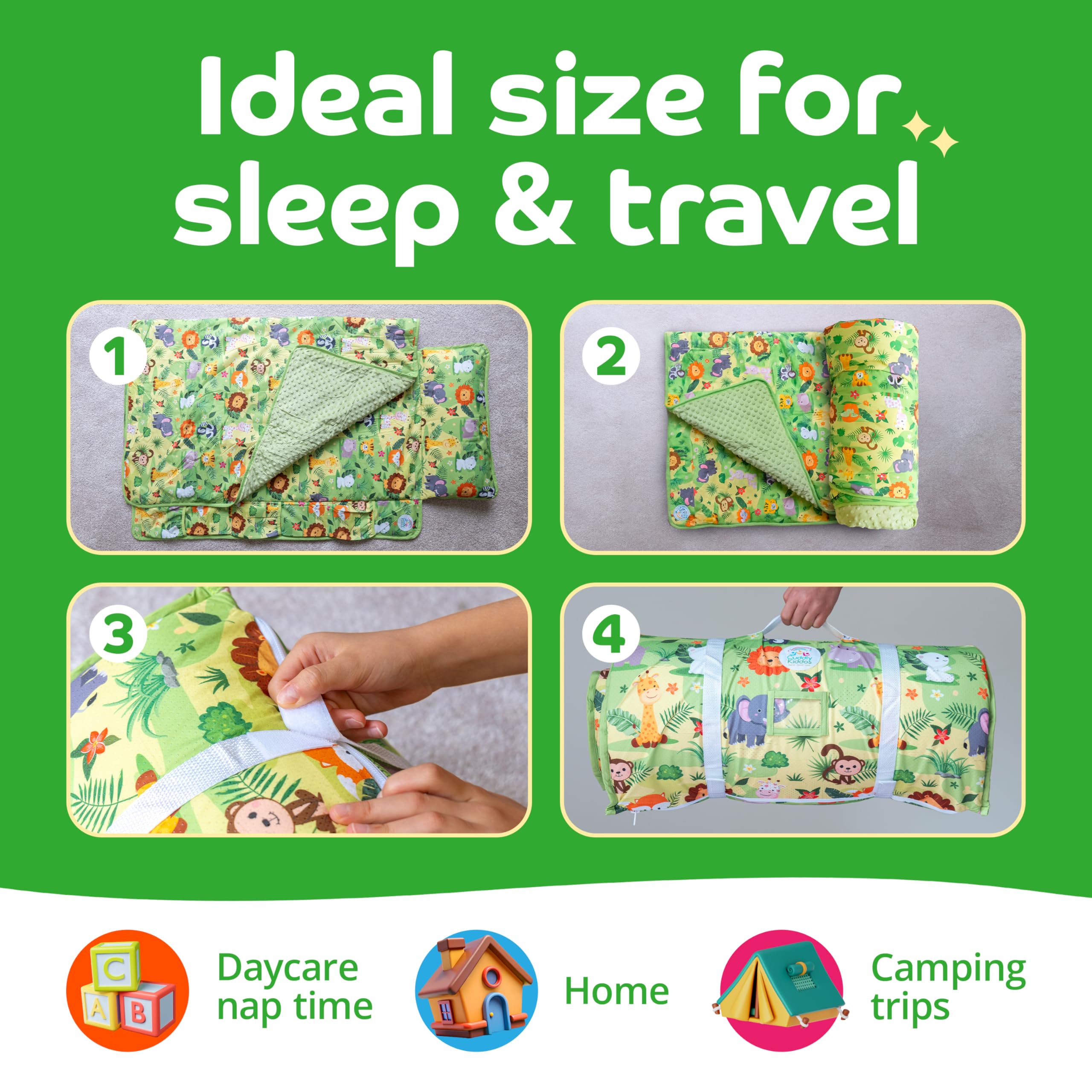 Cuddly Kiddos cotton and minky fabric texture invites tactile exploration.