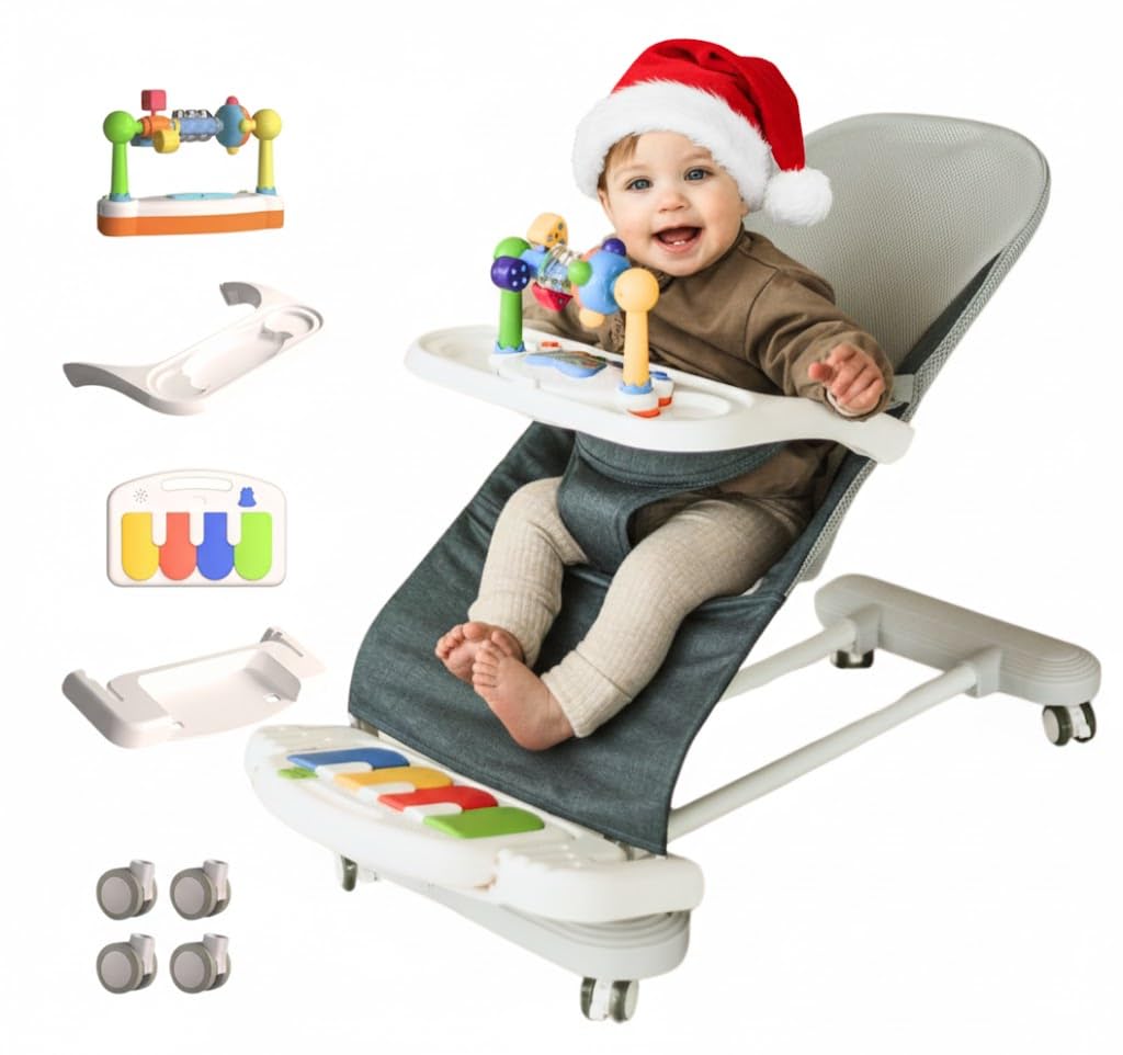 Cuddo Baby Bouncer 4-in-1 on wheels shows easy room-to-room portability and soothing motion