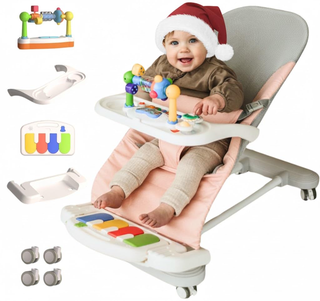 Cuddo Baby bouncer on wheels enables easy room-to-room supervision.
