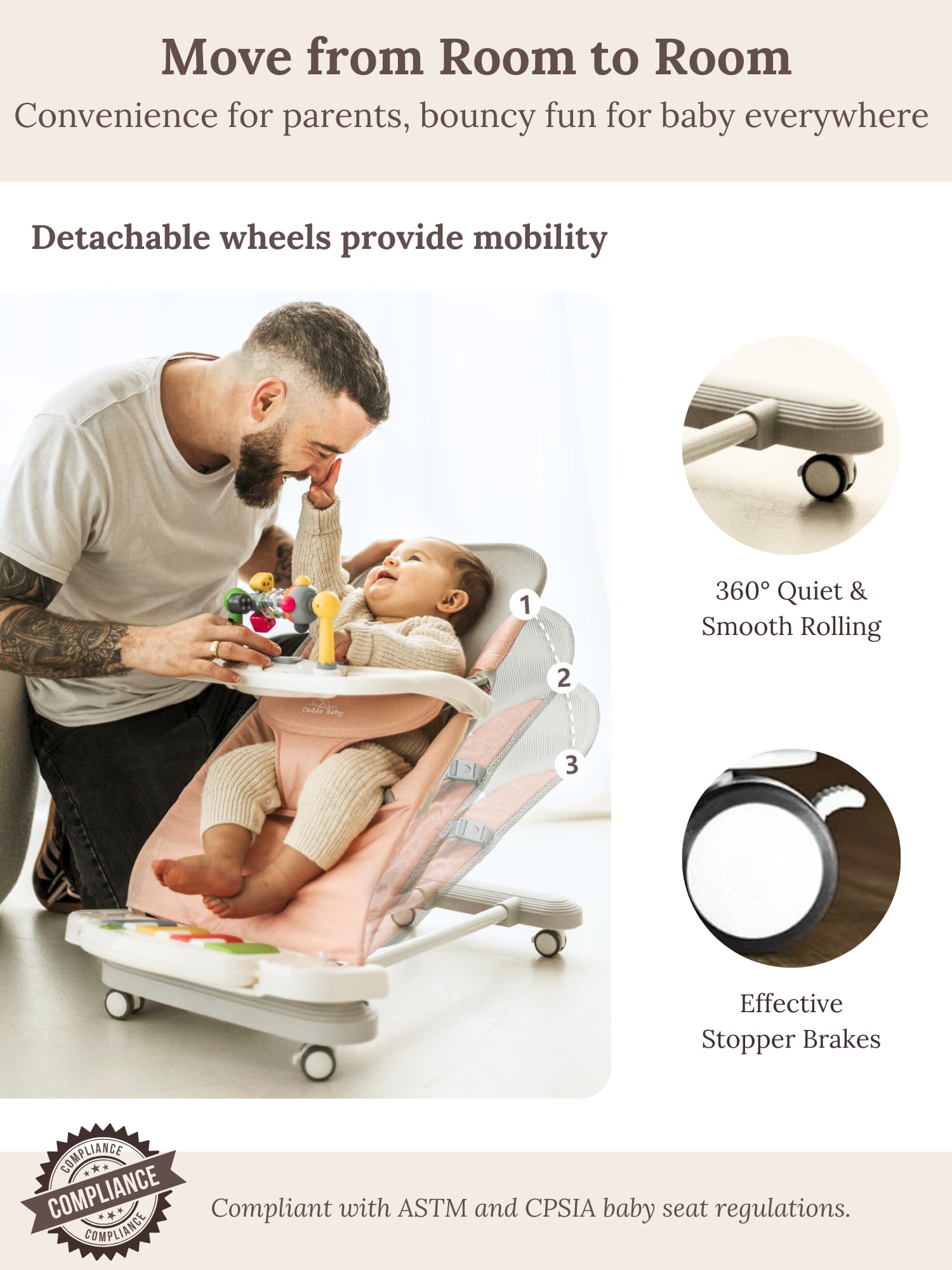 Cuddo Baby feeding tray keeps snacks within reach during meals and playtime.