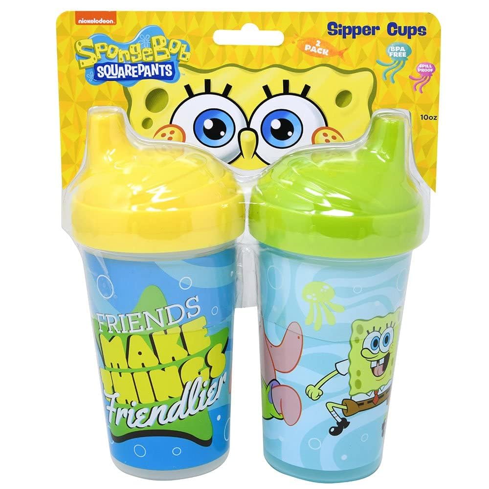 Cudlie Baby Boy 2-Pack 10oz Hard Spout Sippy Cup with toddlers drinking action image highlights mess-free sipping.