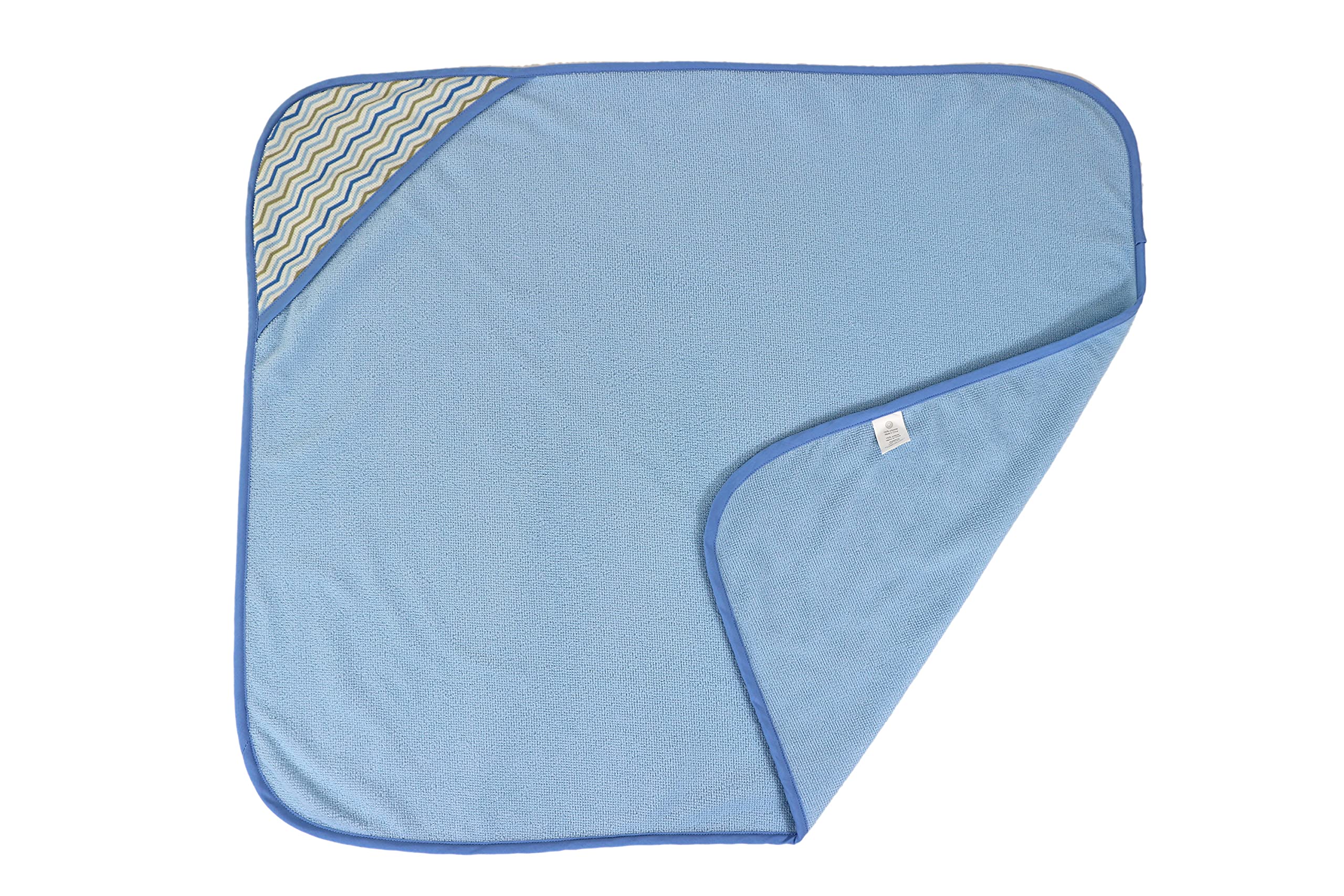 Cudlie Buttons and Stitches hooded towel folded view emphasizes soft colors and cozy feel.