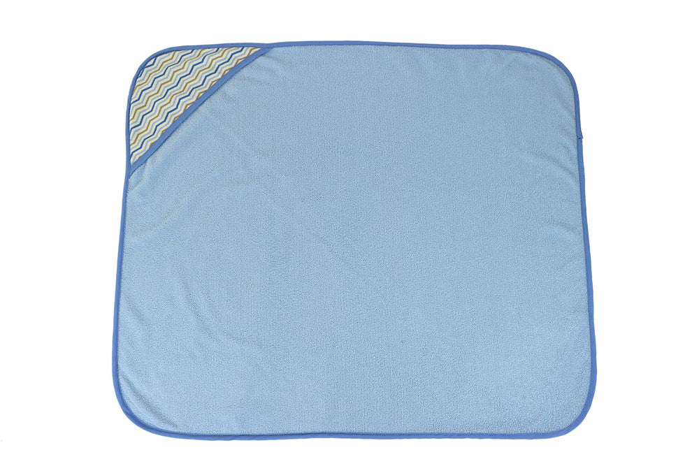 Cudlie Buttons and Stitches hooded towel playful-print accents add nursery charm.