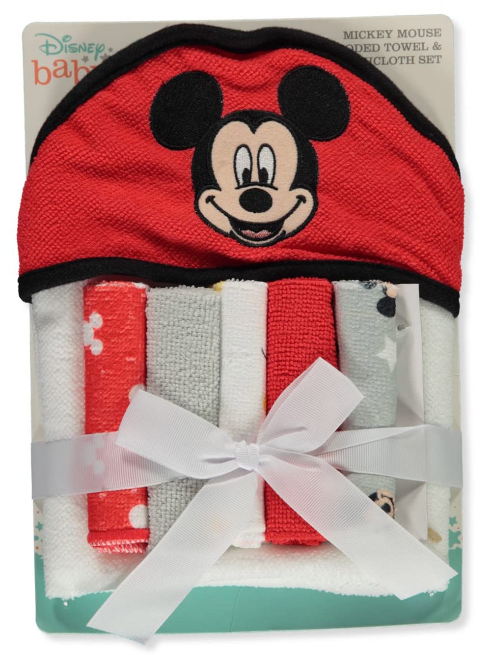 Cudlie Mickey Mouse hooded towel featuring Happy Face print for baby bath time