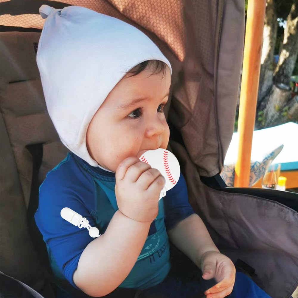 Cuebo teether refrigerated for cooling relief during teething.