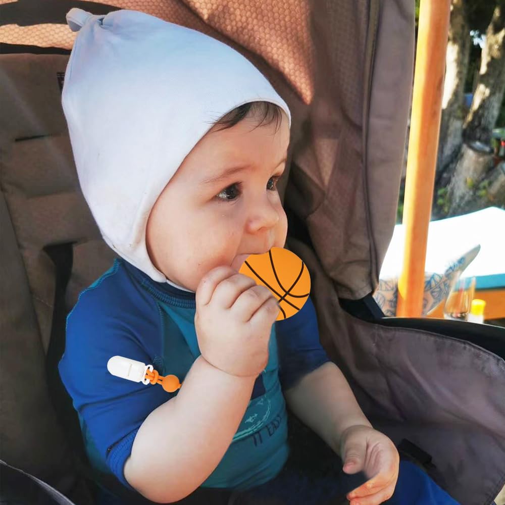 Cuebo BPA-free teether with clip promotes safe, mess-free teething.