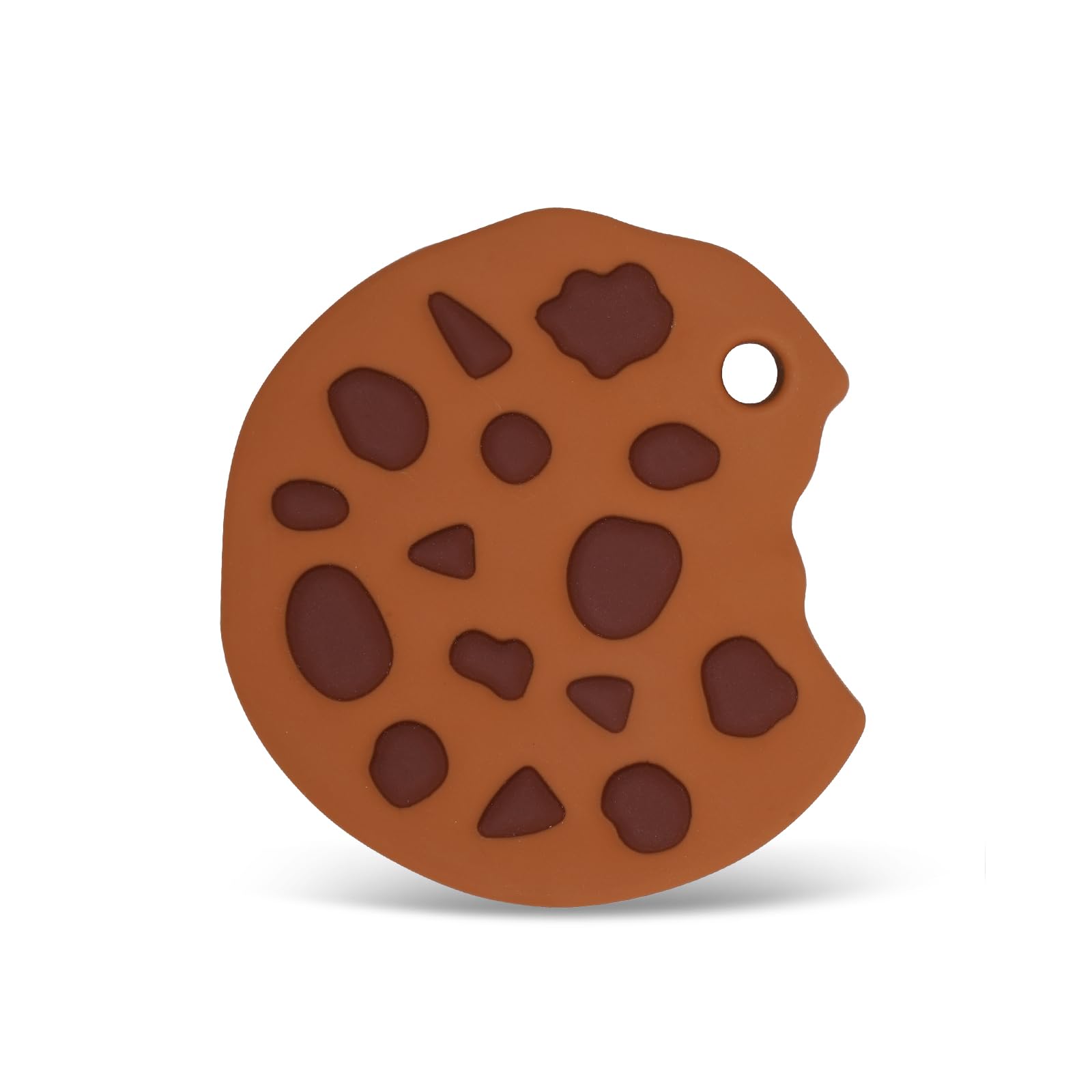 Cuebo Cookie teether close-up showing soft silicone surface for gentle teething and calming gums.