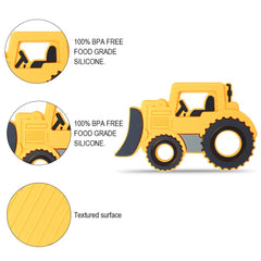 Cuebo sensory chew toy yellow bulldozer promoting tactile exploration