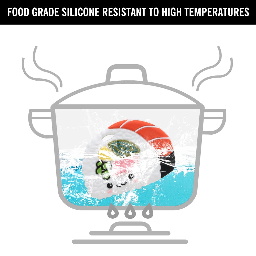 Cuebo silicone teether freezer-safe design shown for cold relief scenarios