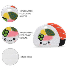 Cuebo teether in hands demonstrates easy-grip for babies.
